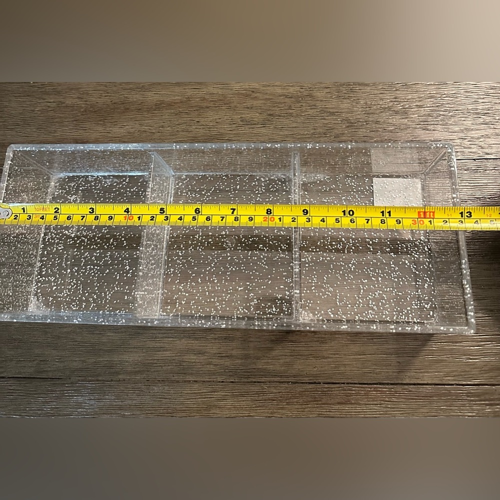 Isaac Jacob’s Acyrlic Clear With Sparkles 3 Compartment Organizer - N w/o T - Picture 2 of 5